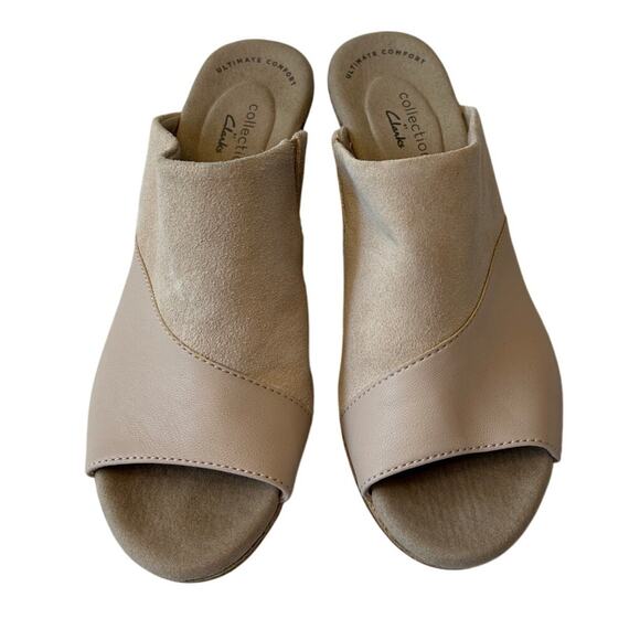 Clark's Collection Lafley Wave Leather Wedge Sandals Women's Size 7B Blush - Picture 2 of 7